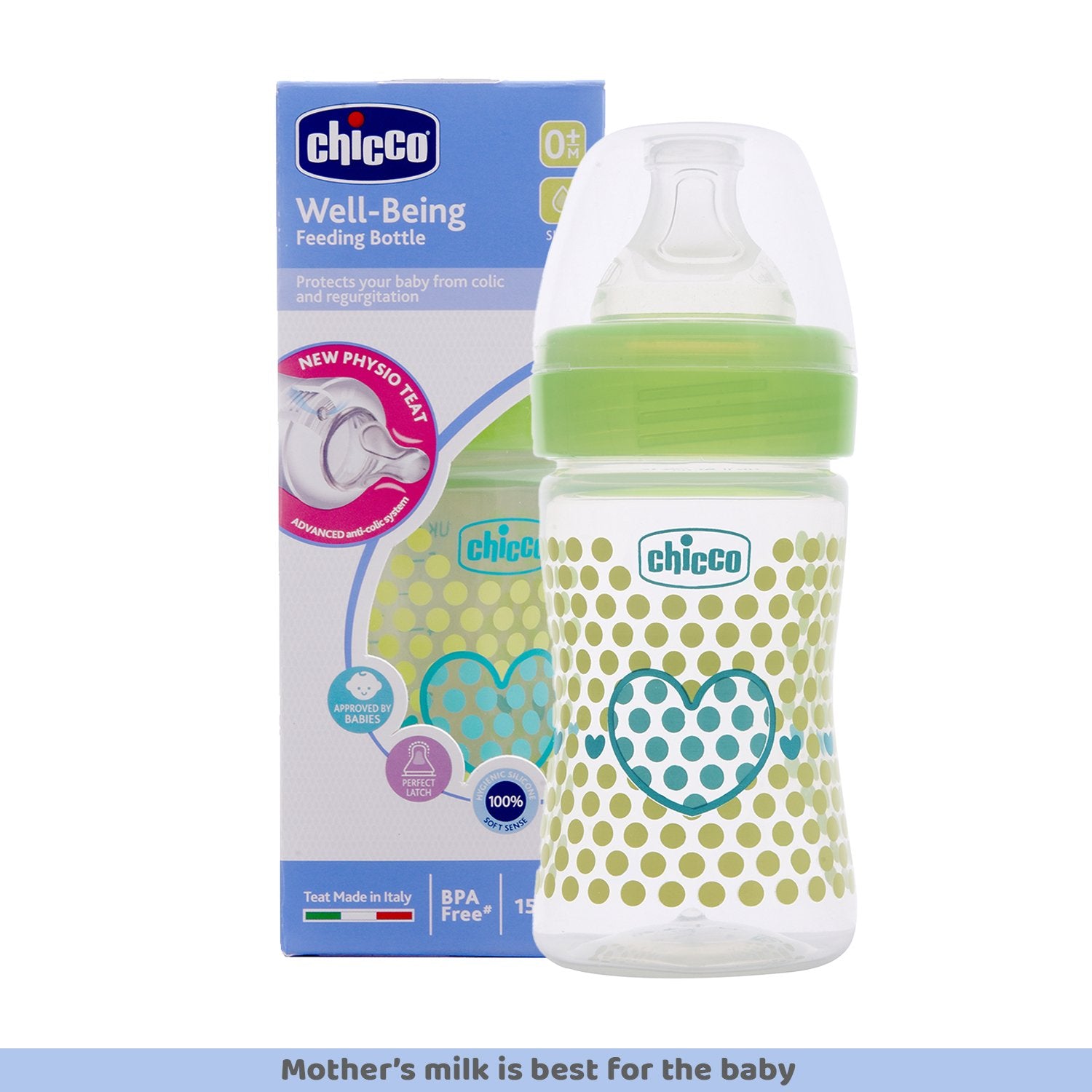 WellBeing Bi-Pack Feeding Bottle (150ml Slow) ( Green)