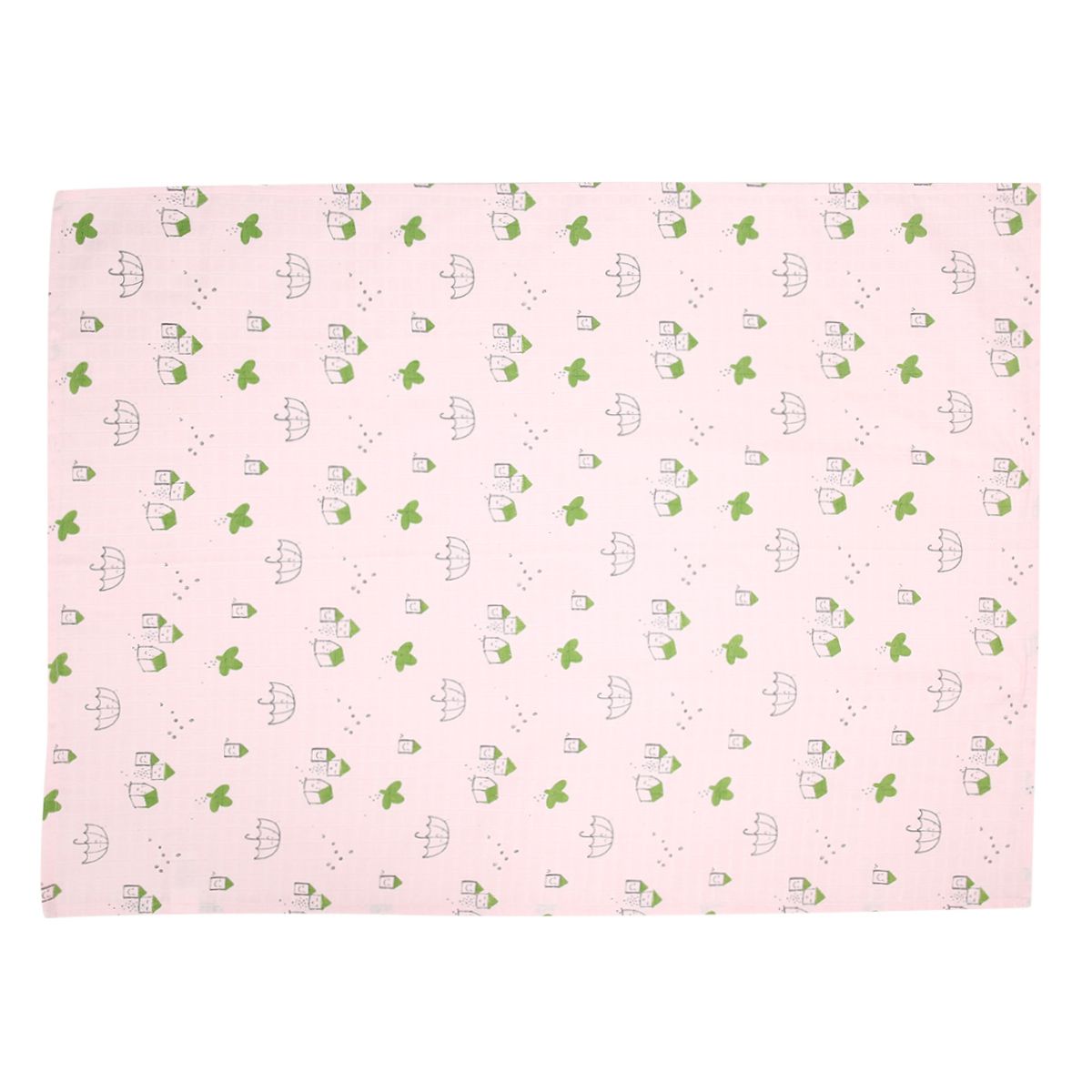 Baby Girls Printed Cotton Blankets Pack of 2, Pink & White