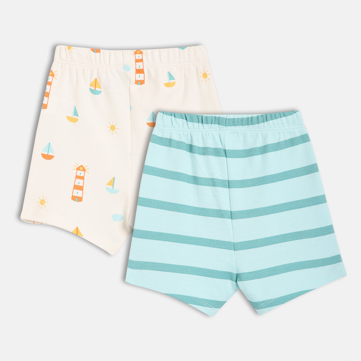 Boys White/Blue Thigh Length Shorts