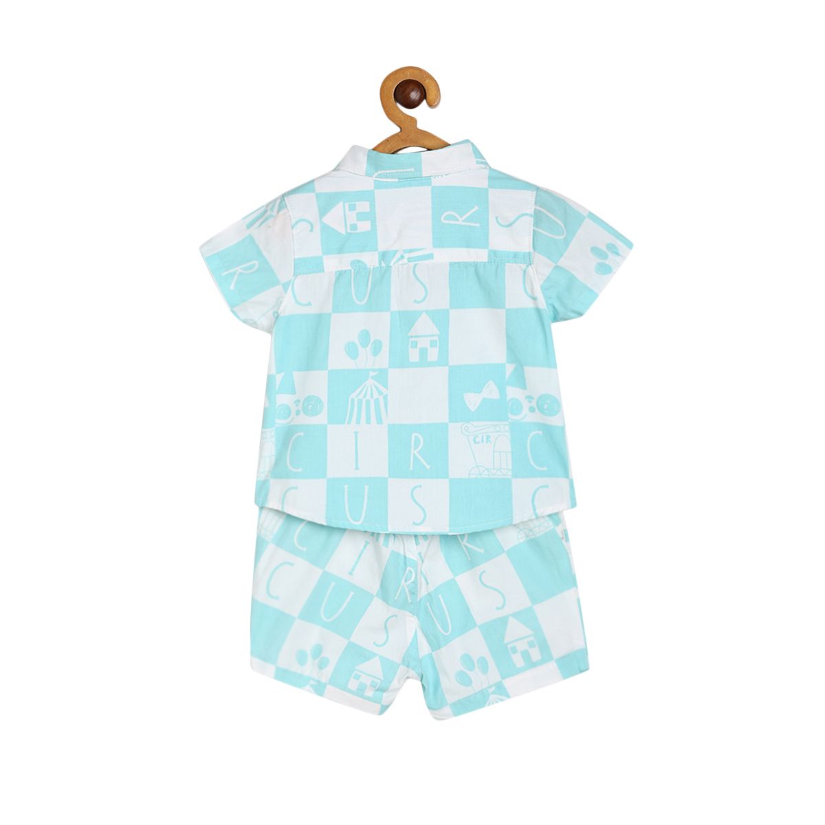 Boys White Blue Front Open Short Sleeve Coordinate Set