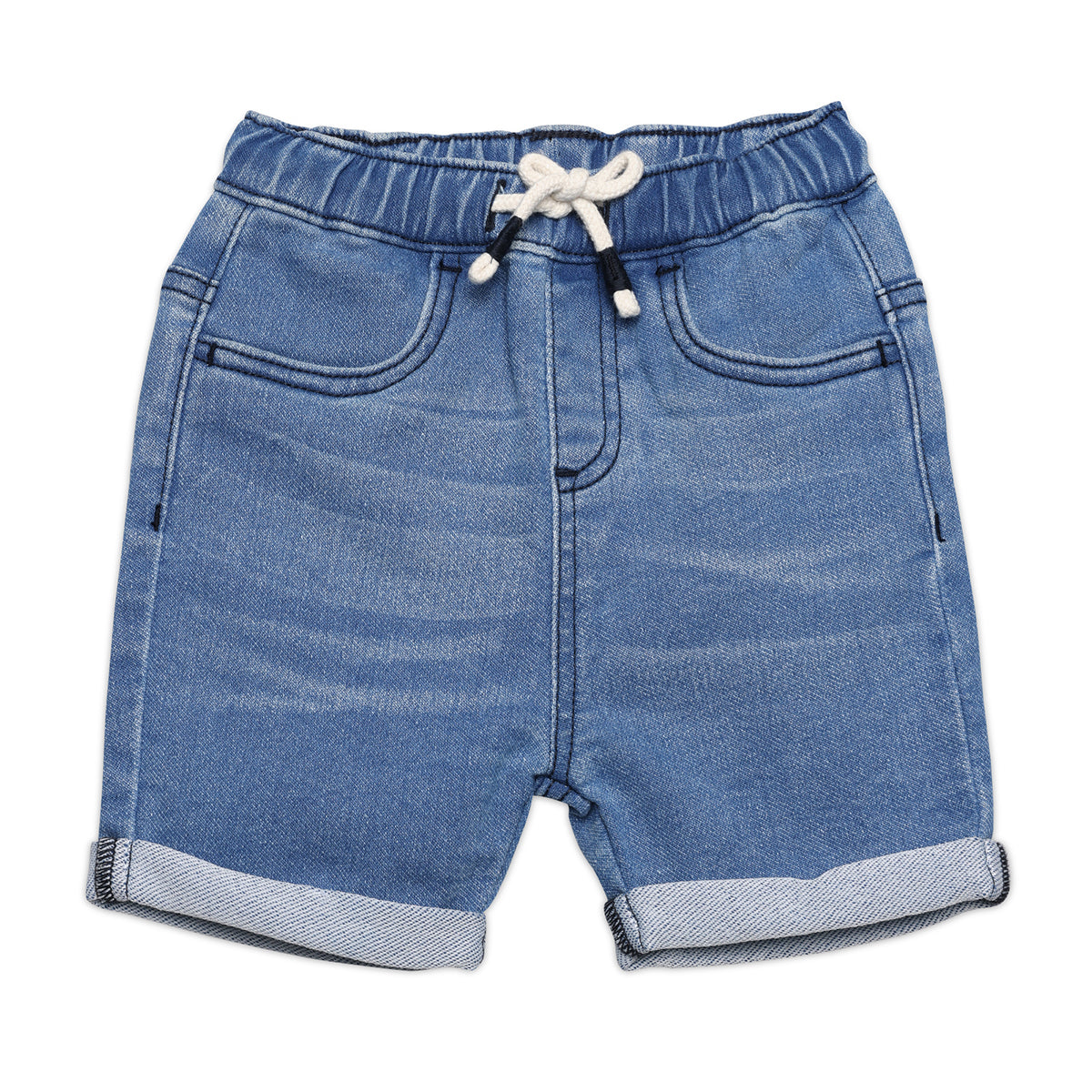 Baby Boys Solid Denim Knit Shorts, Blue