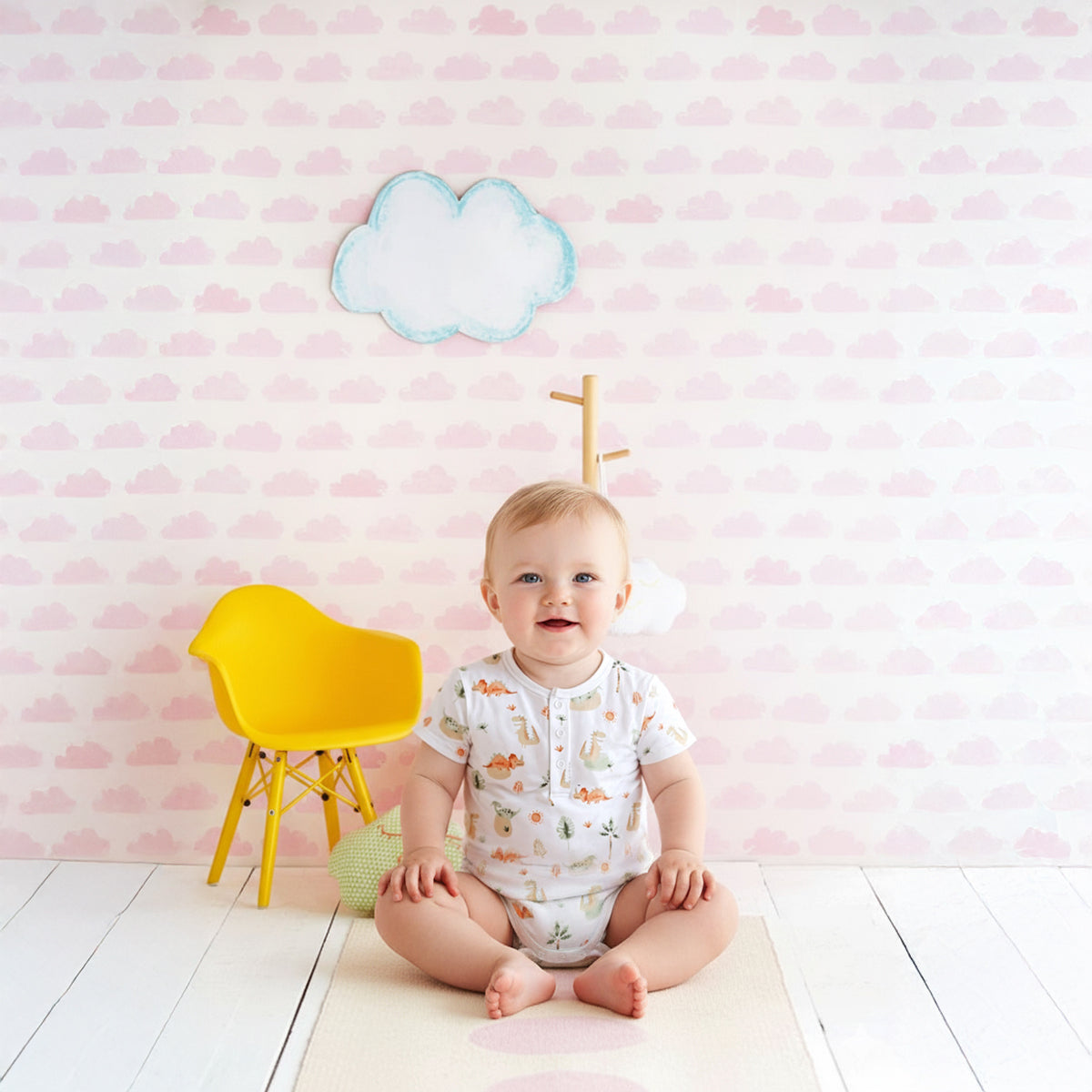 Baby Boys Dinosaur Print Bodysuit Set Pack of 3, Multicolor