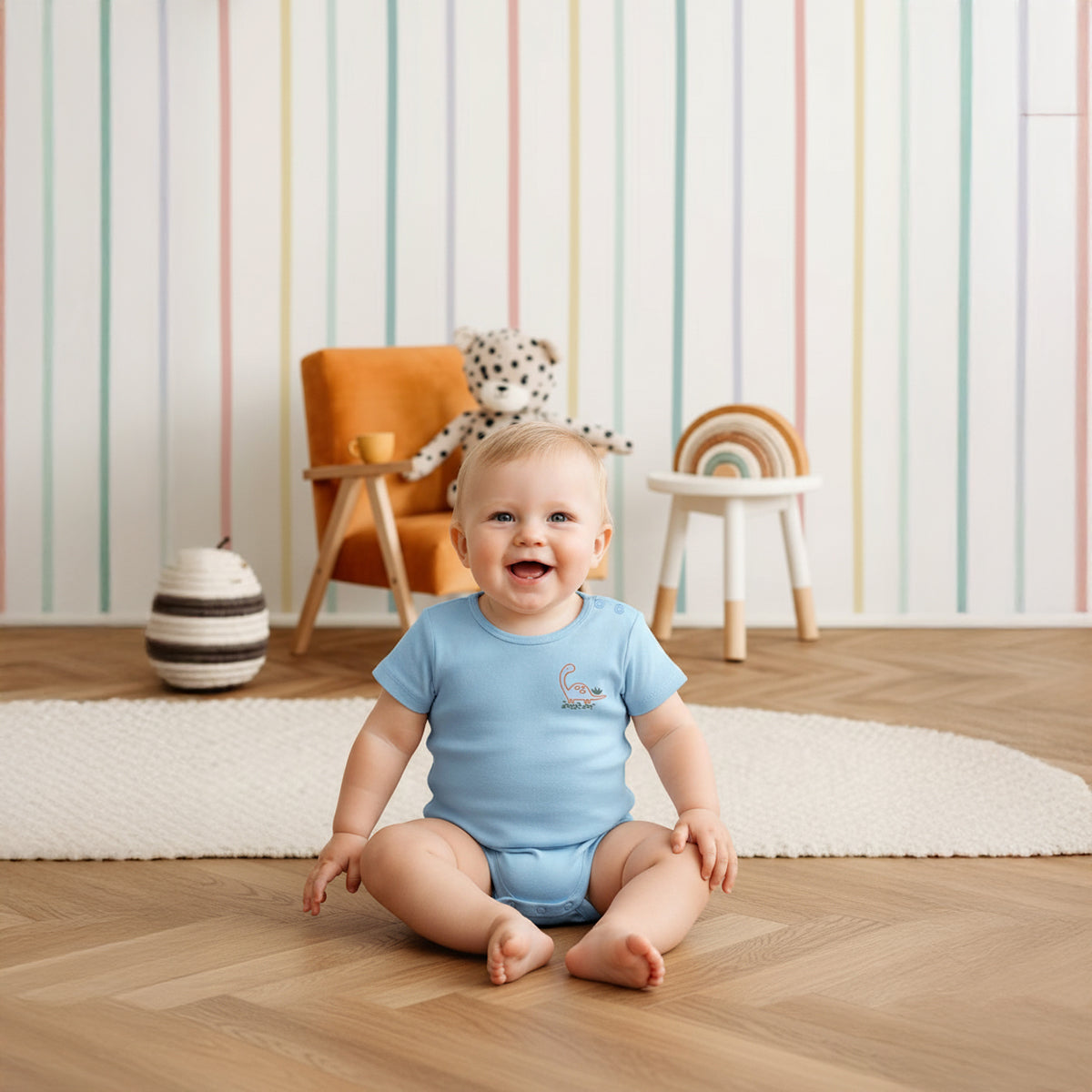 Baby Boys Dinosaur Print Bodysuit Set Pack of 3, Multicolor