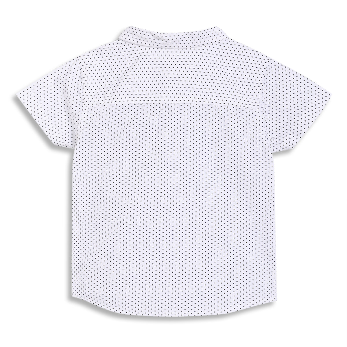 Baby Boys Polka Dot Shirt and Solid Shorts Co-ord Set, White and Black