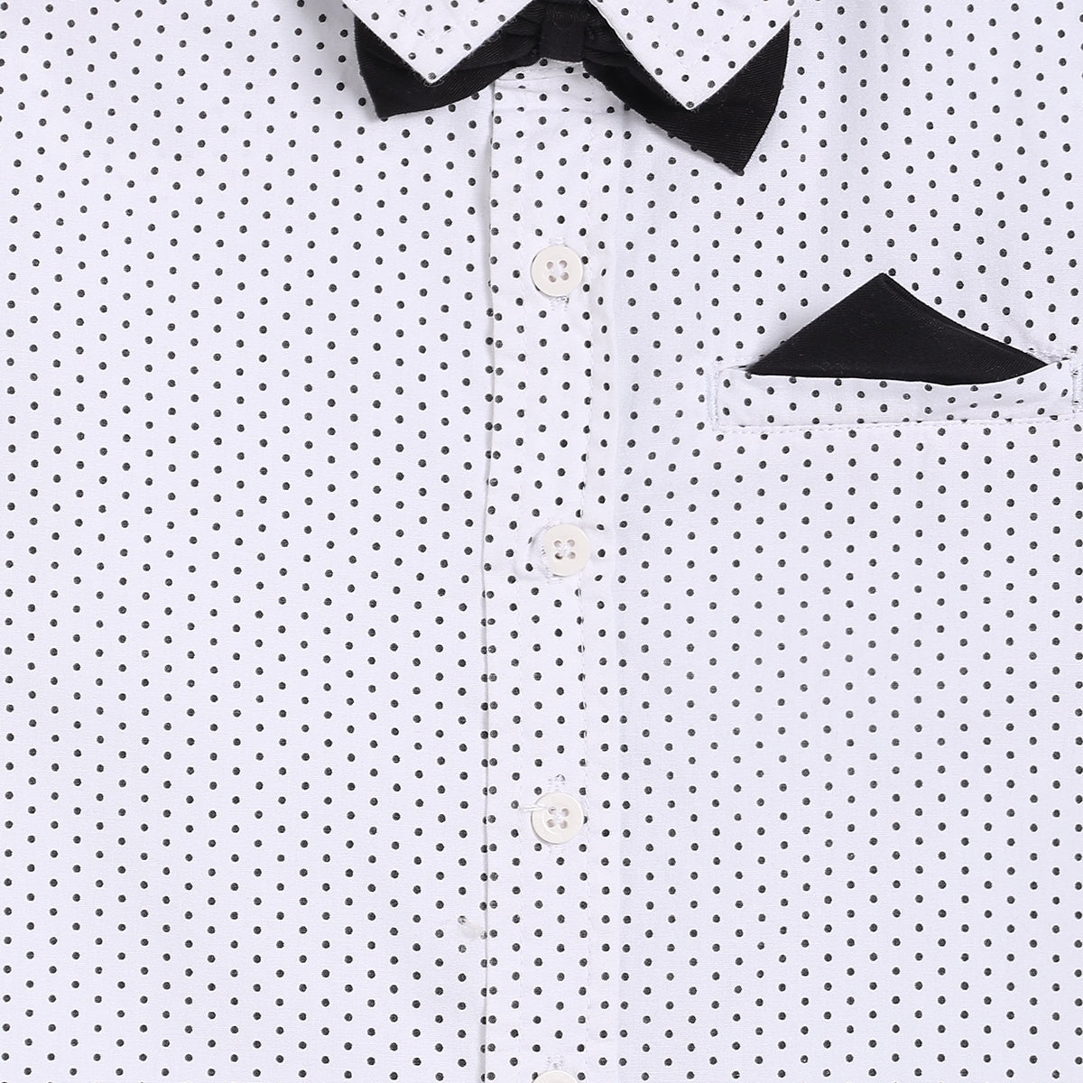 Baby Boys Polka Dot Shirt and Solid Shorts Co-ord Set, White and Black