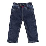 Baby Boys Denim Pull-On Trousers with Embroidered Detail – Dark Blue