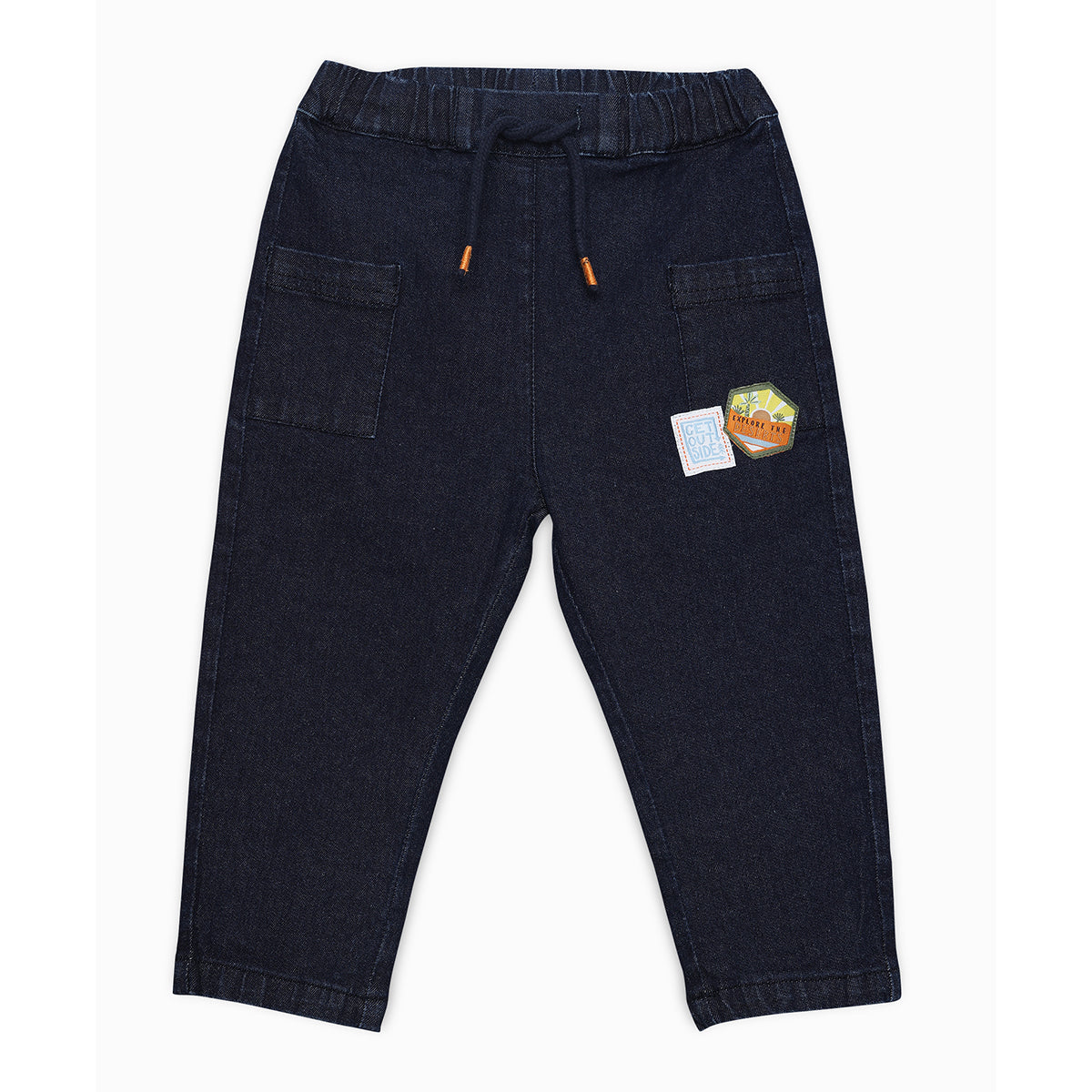 Baby Boys Denim Pant with Patch Detail, Dark Blue