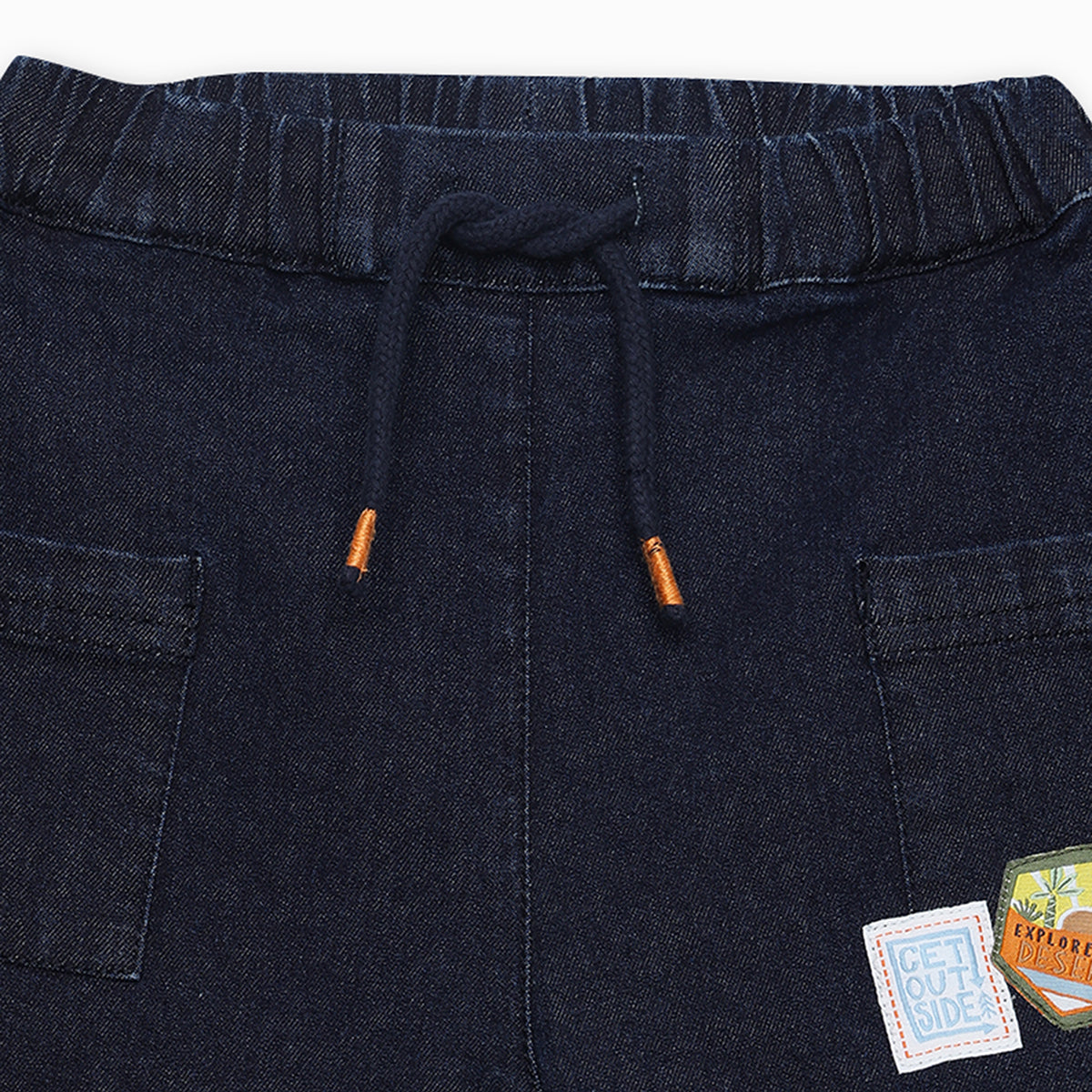 Baby Boys Denim Pant with Patch Detail, Dark Blue