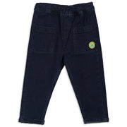 Baby Boys Smiley Patch Denim Pants, Dark Blue