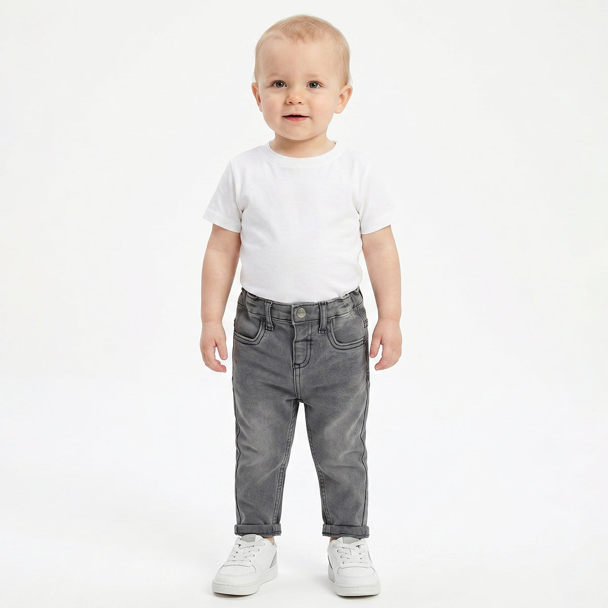 Baby Boys Grey Denim Jeans Regular Fit Casual Bottom Wear