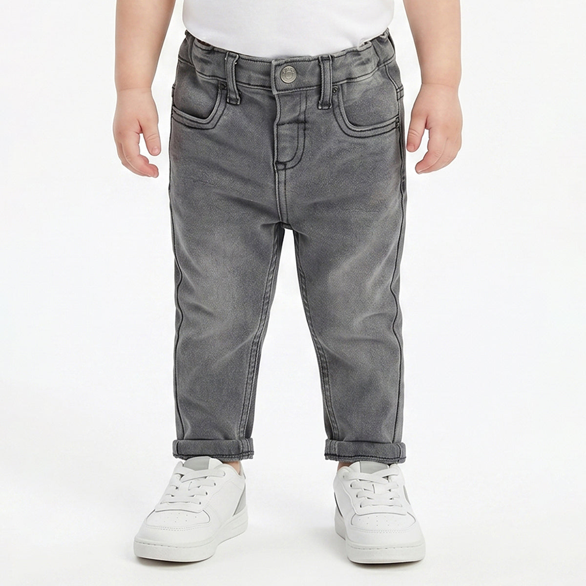 Baby Boys Grey Denim Jeans Regular Fit Casual Bottom Wear