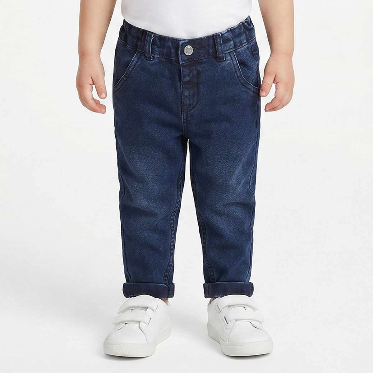 Baby Boys Navy Blue Cotton Denim Pants Regular Fit Casual Kids Pants
