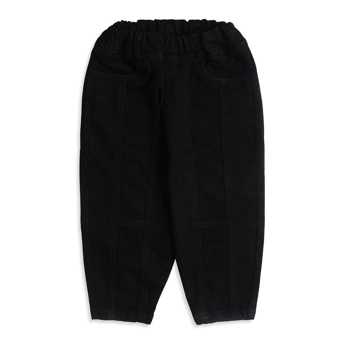 Baby Boys Black Cotton Denim Pants Regular Fit Casual Kids Pants