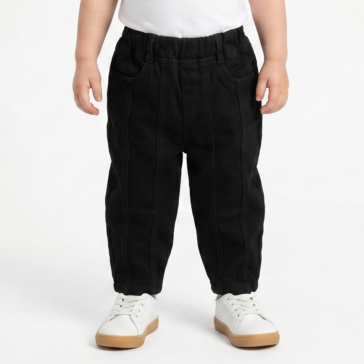 Baby Boys Black Cotton Denim Pants Regular Fit Casual Kids Pants