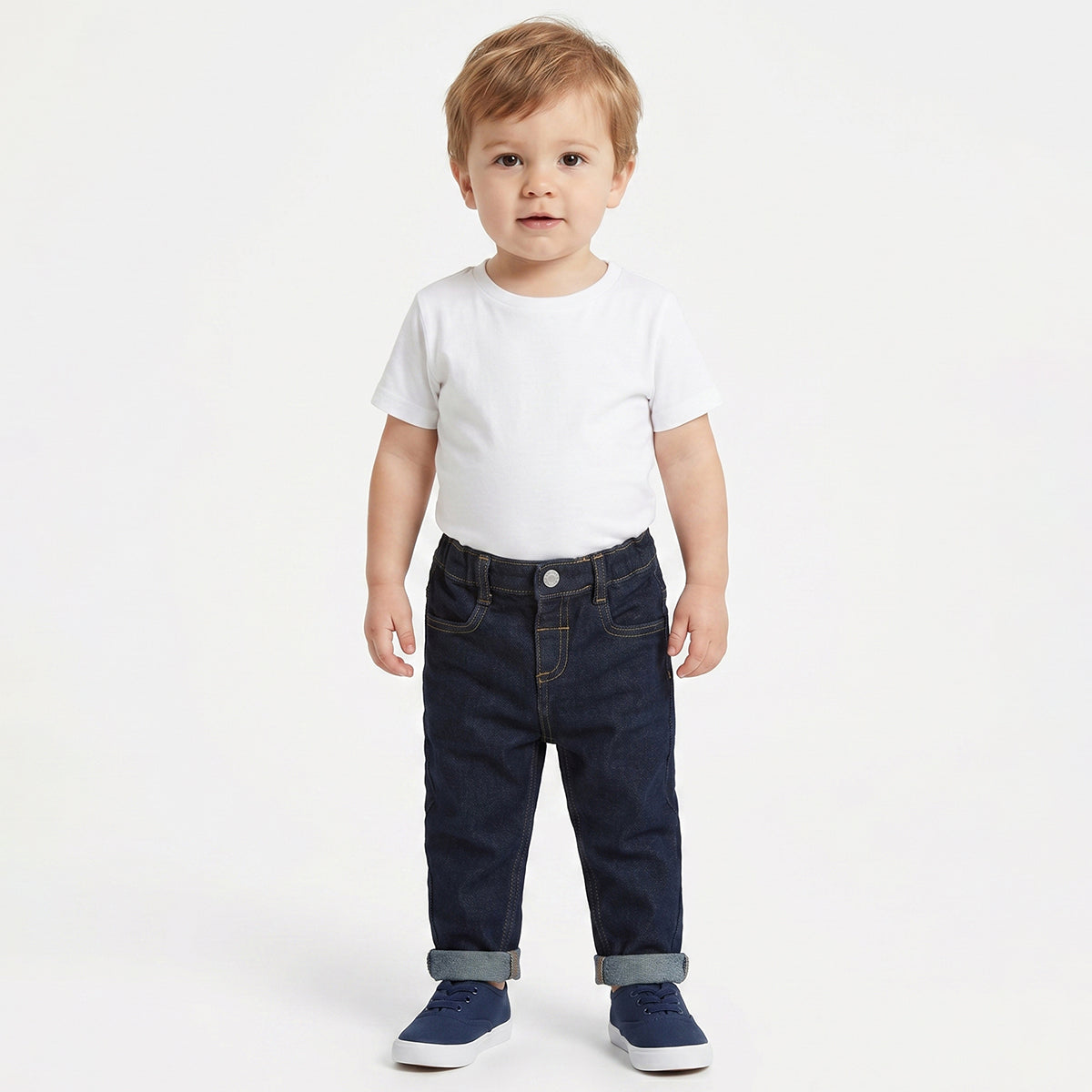 Baby Boys Dark Blue Denim Jeans Regular Fit Casual Kids Bottomwear