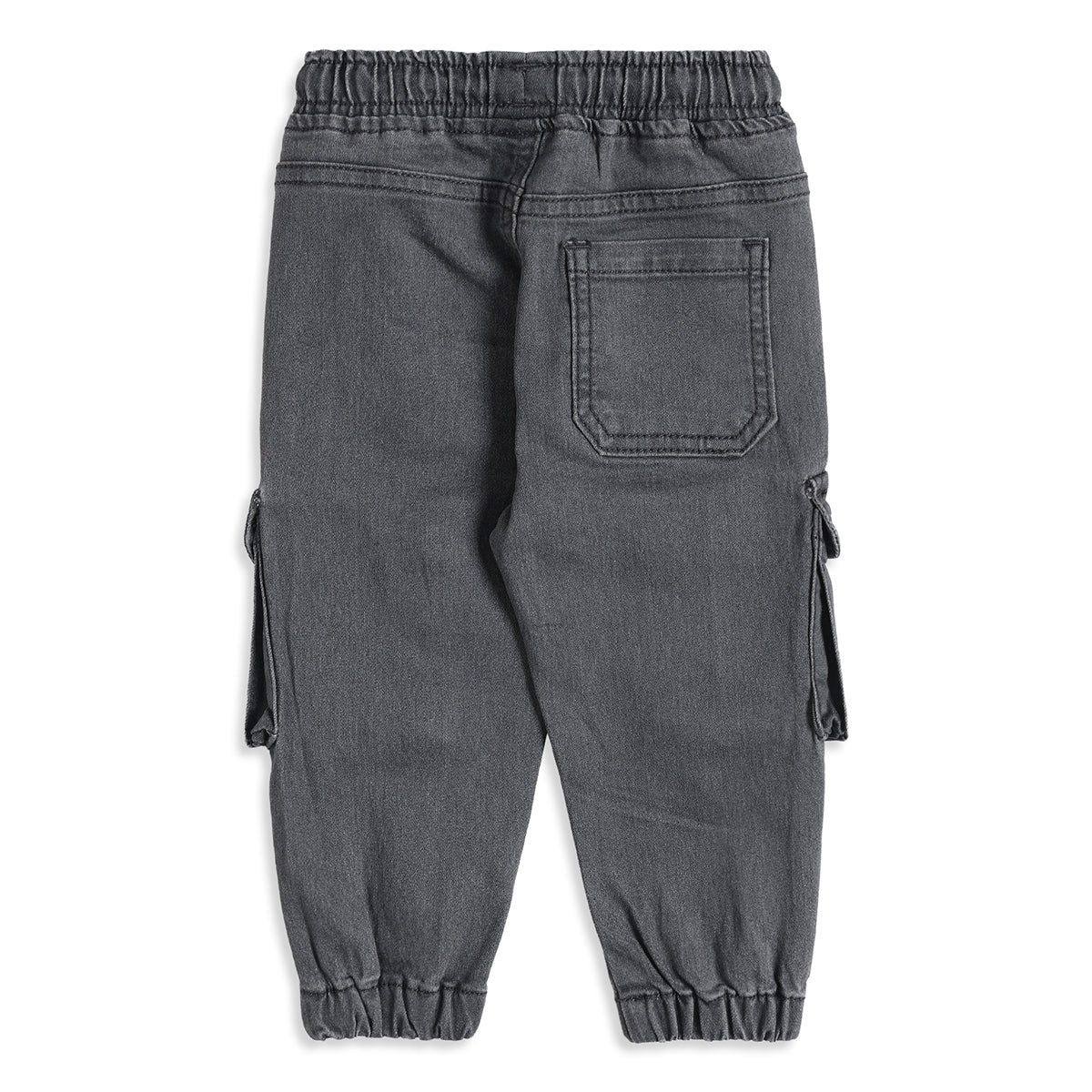 Baby Boys Grey Denim Cargo Jogger Pants Regular Fit Casual Kids Bottom Wear
