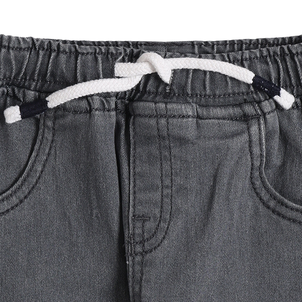 Baby Boys Grey Denim Cargo Jogger Pants Regular Fit Casual Kids Bottom Wear
