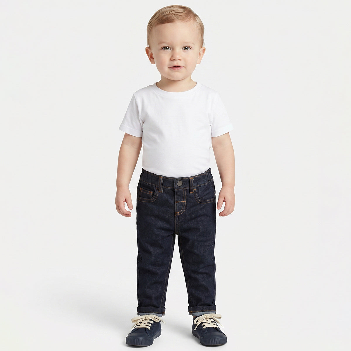 Baby Boys Dark Blue Denim Jeans Regular Fit Casual Denim Pants