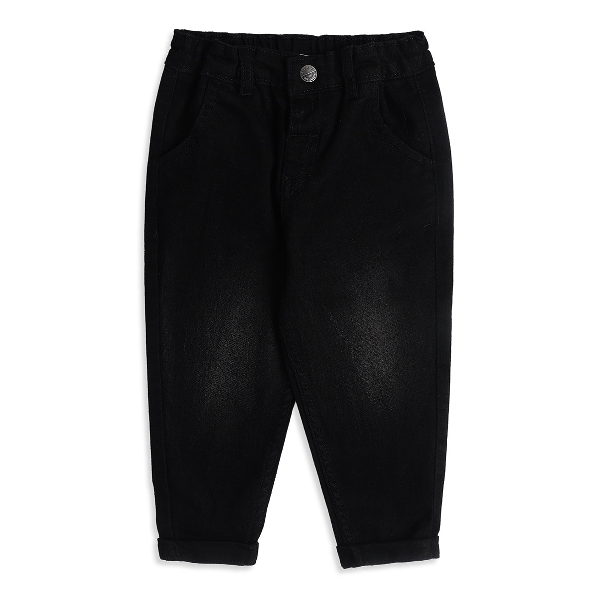 Baby Boys Black Cotton Denim Pants Regular Fit Casual Kids Pants