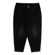 Baby Boys Black Cotton Denim Pants Regular Fit Casual Kids Pants