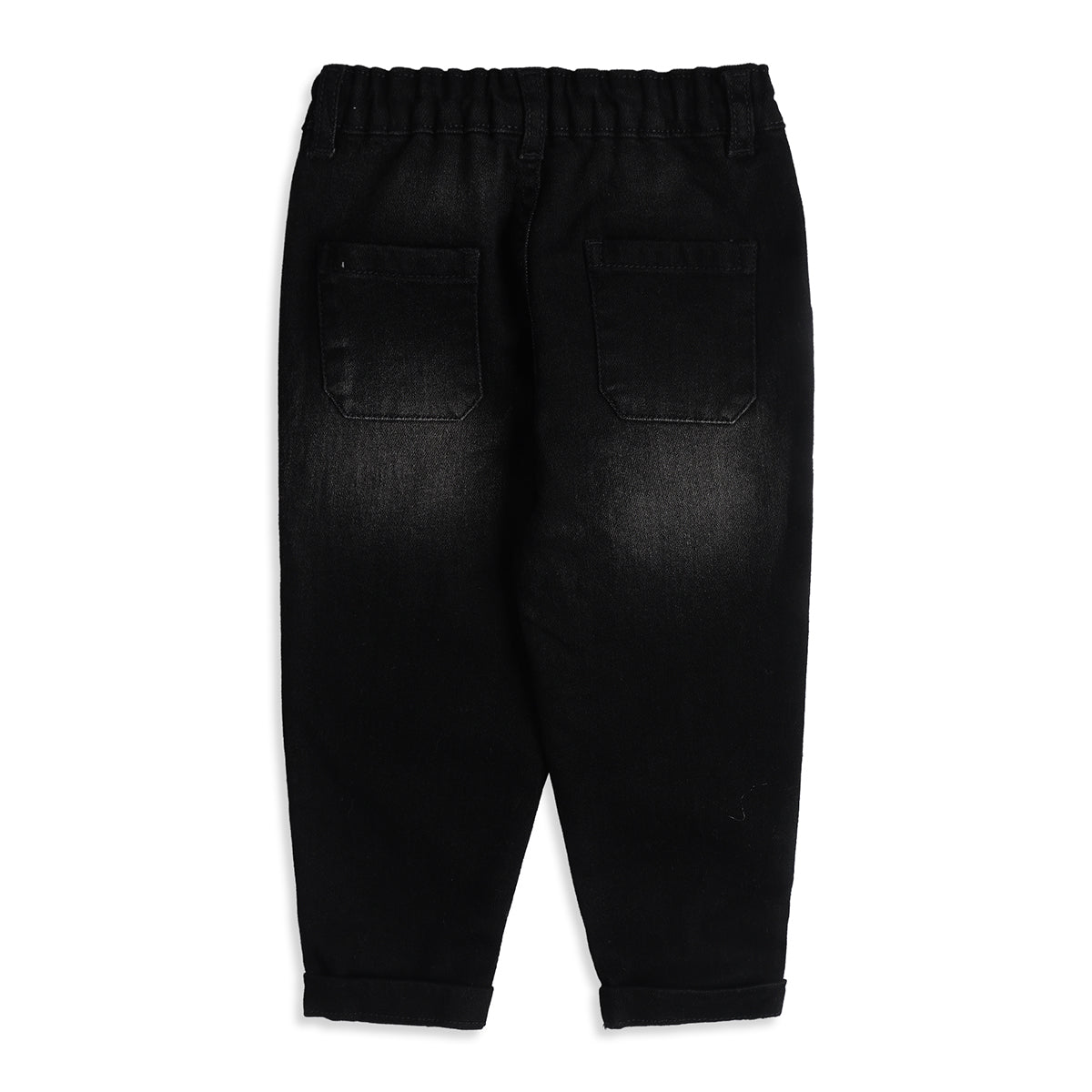 Baby Boys Black Cotton Denim Pants Regular Fit Casual Kids Pants