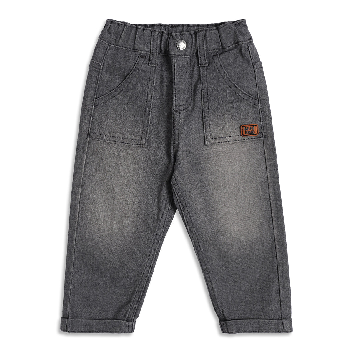 Baby Boys Grey Denim Jogger Pants Regular Fit Casual Kids Jeans