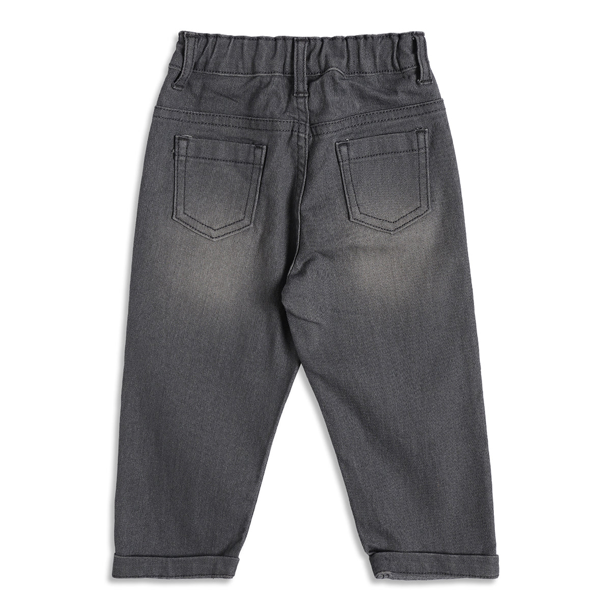 Baby Boys Grey Denim Jogger Pants Regular Fit Casual Kids Jeans