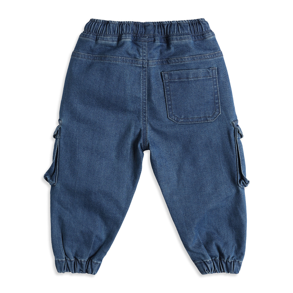 Baby Boys Blue Denim Cargo Jogger Pants Regular Fit Casual Denim Bottom