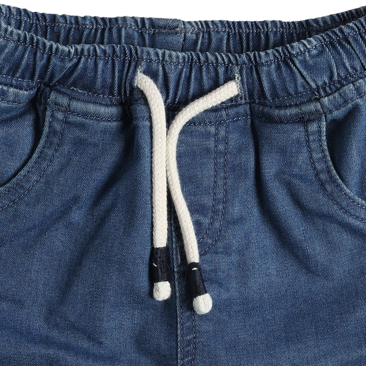 Baby Boys Blue Denim Cargo Jogger Pants Regular Fit Casual Denim Bottom