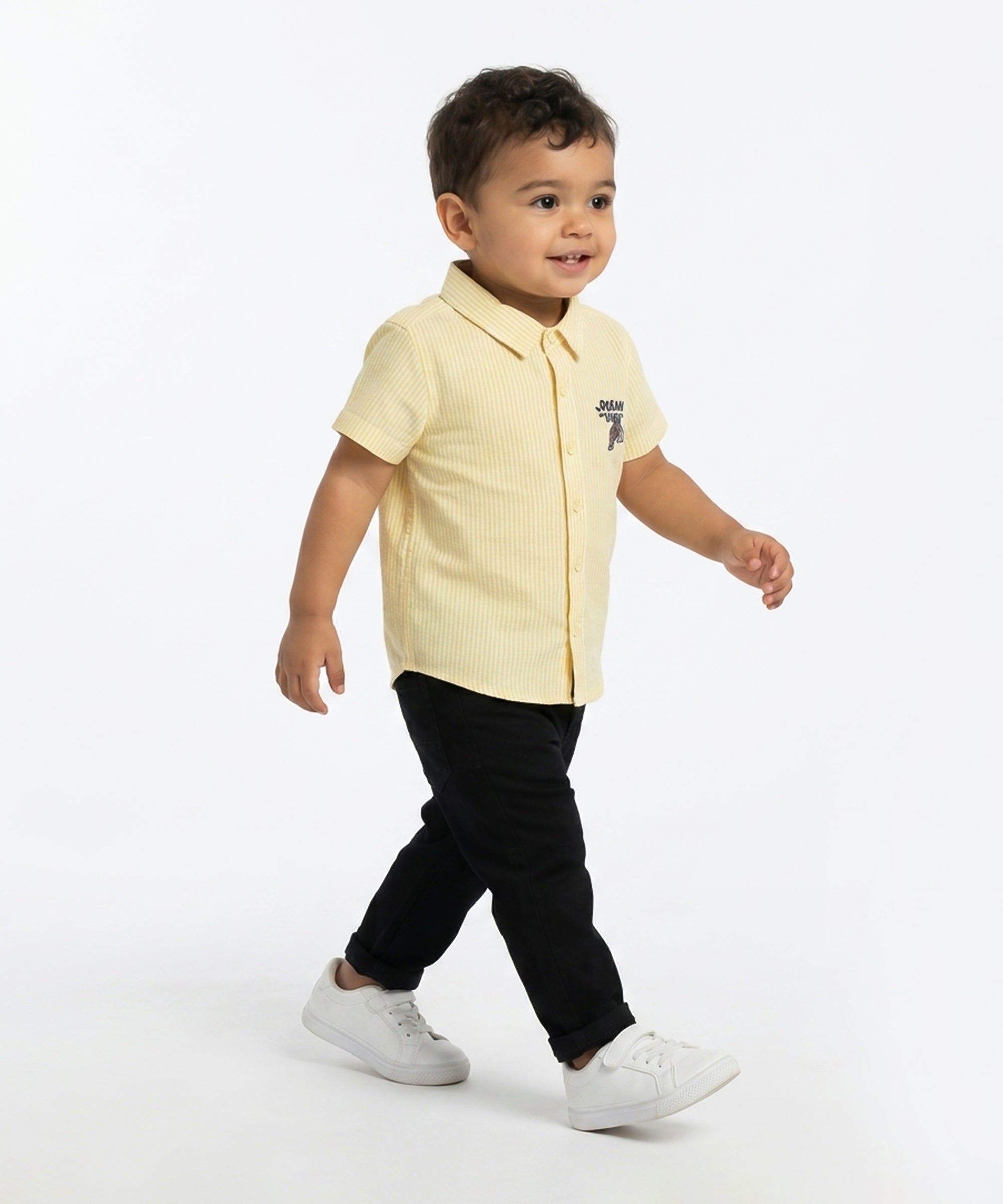 Boys Solid Denim Pants, Black