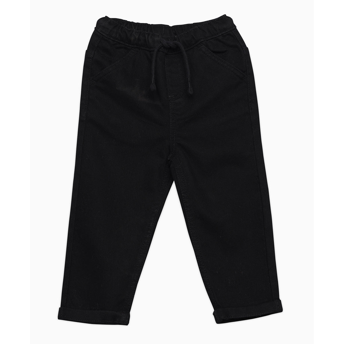 Boys Solid Denim Pants, Black