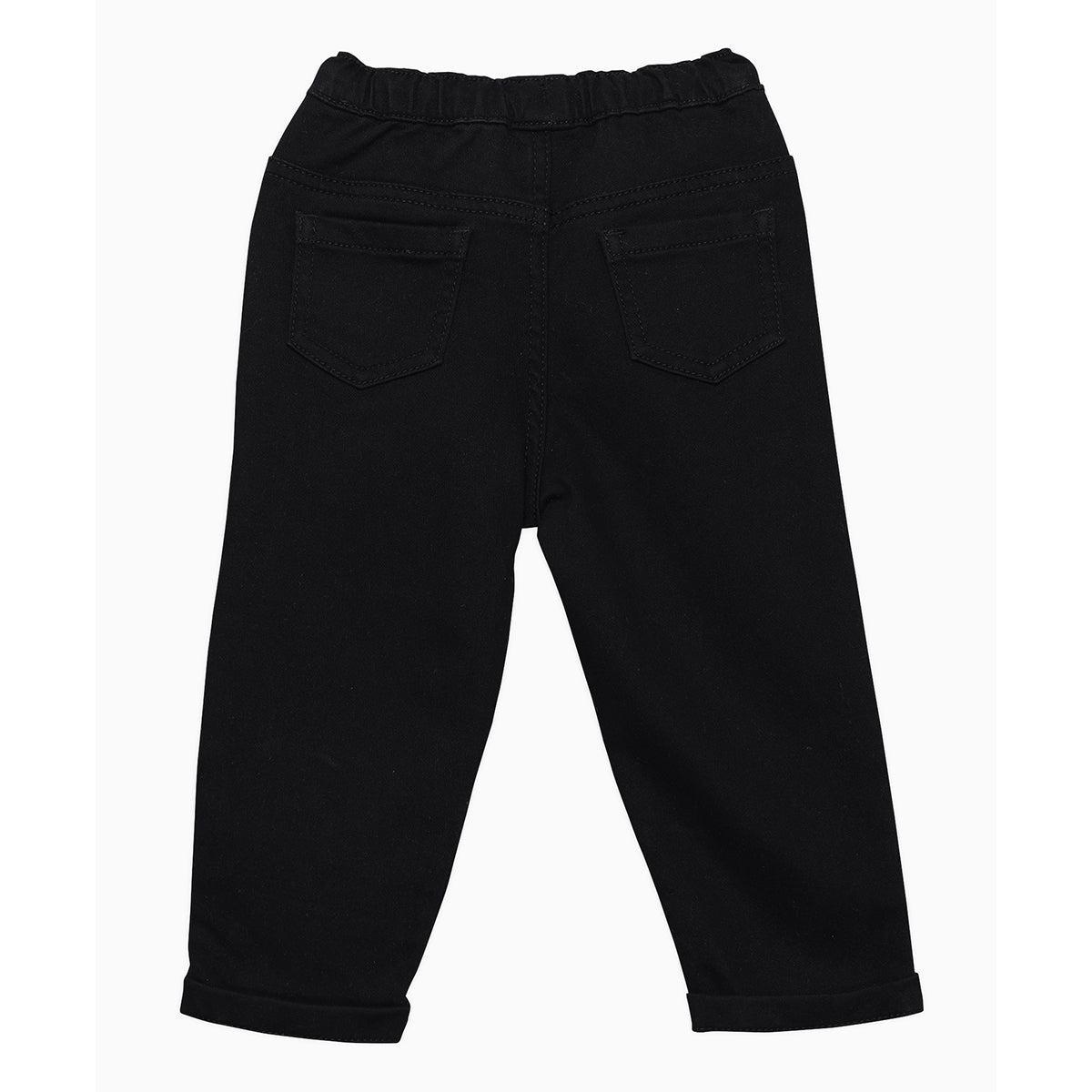 Boys Solid Denim Pants, Black