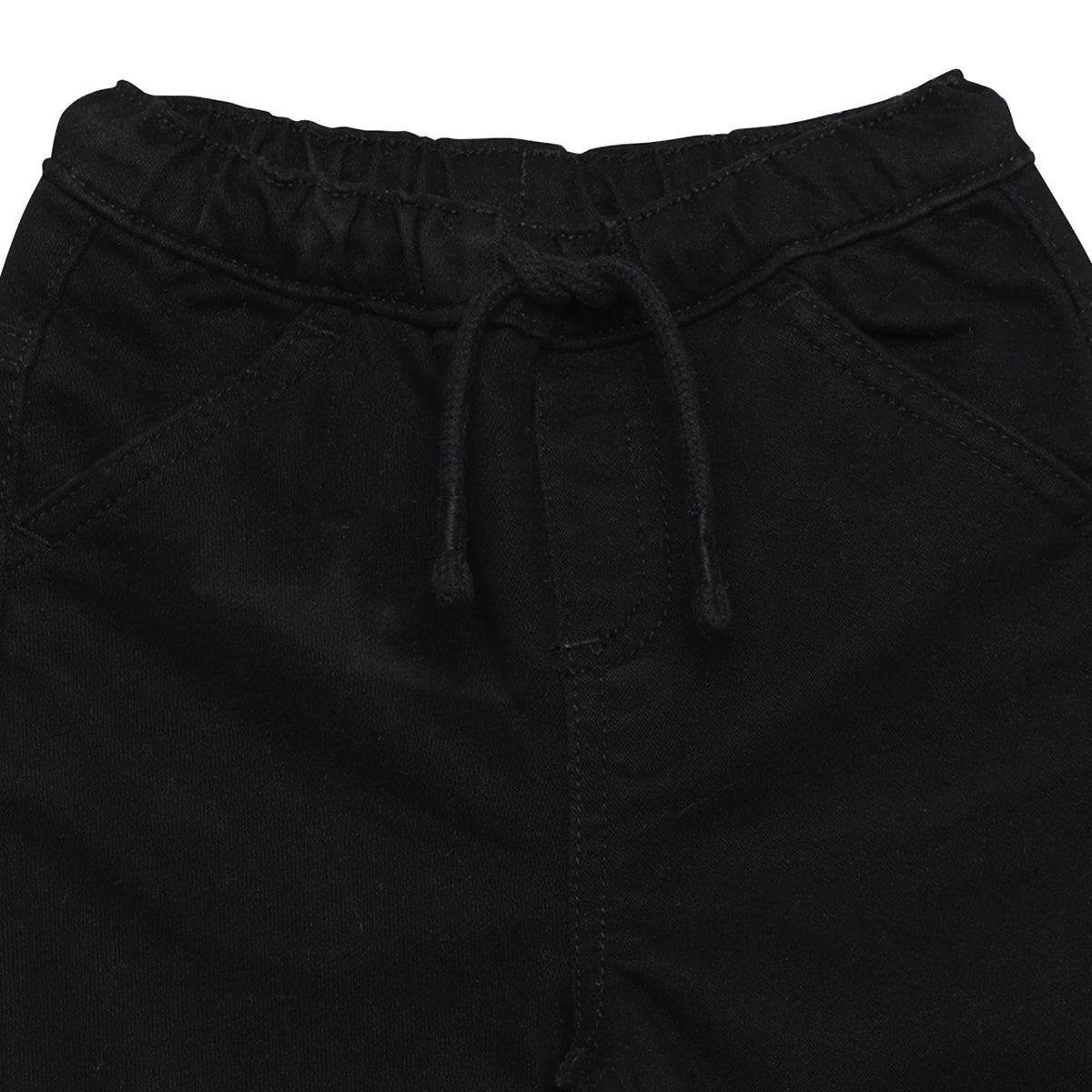 Boys Solid Denim Pants, Black