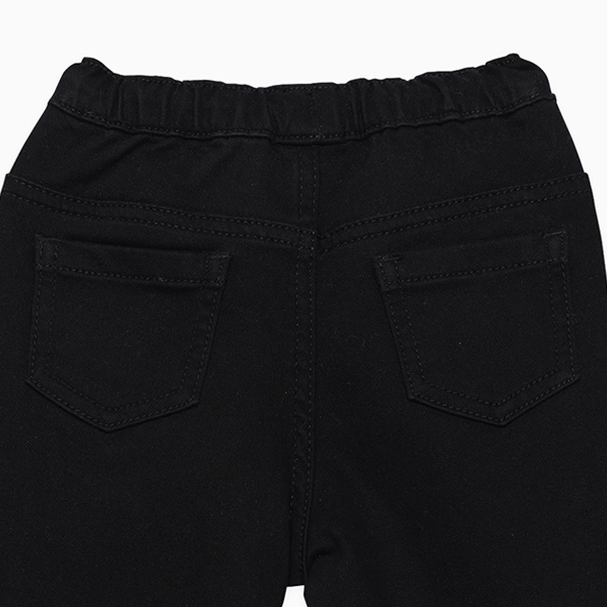 Boys Solid Denim Pants, Black