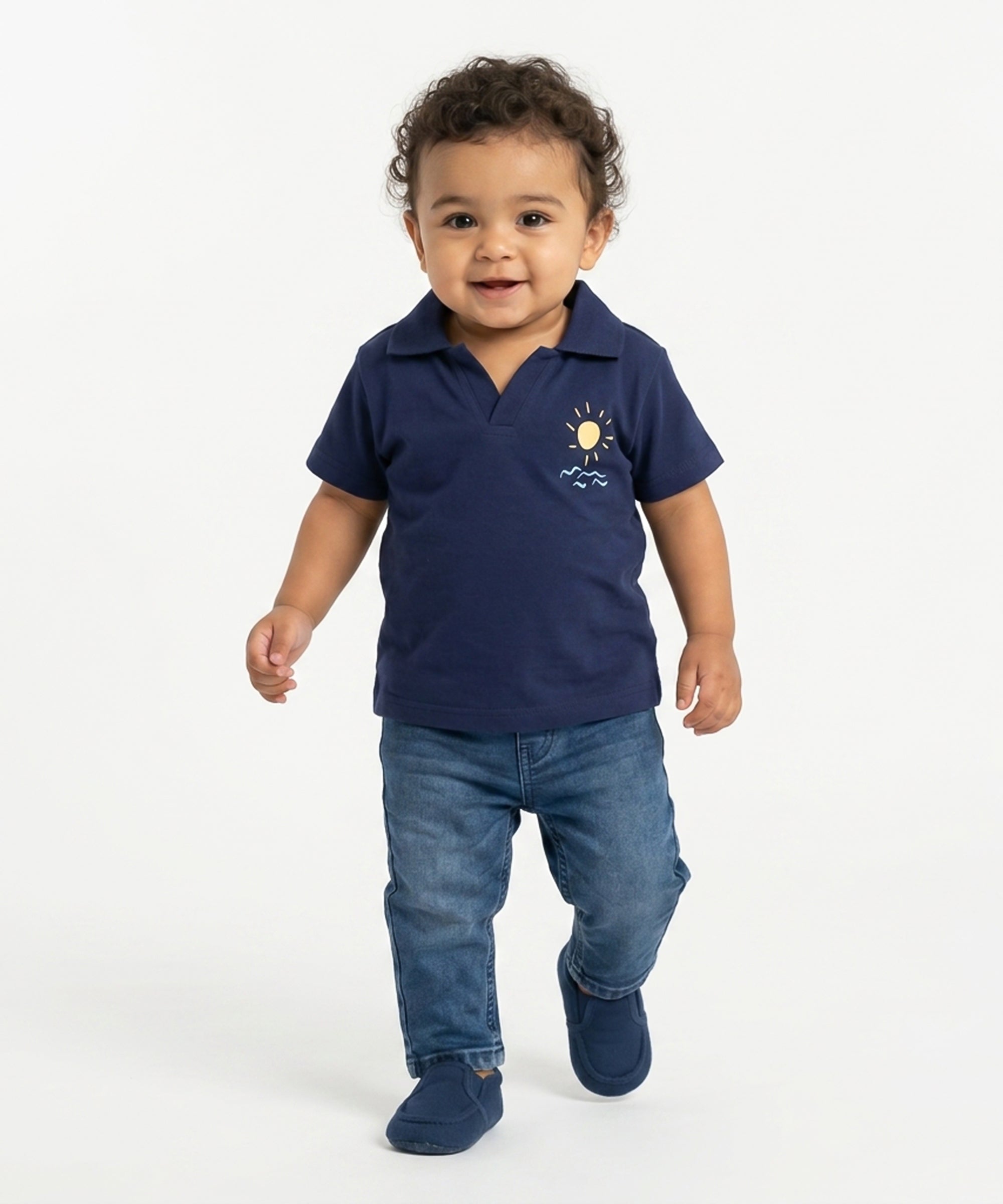 Baby Boys Solid Denim Jeans, Dark Blue