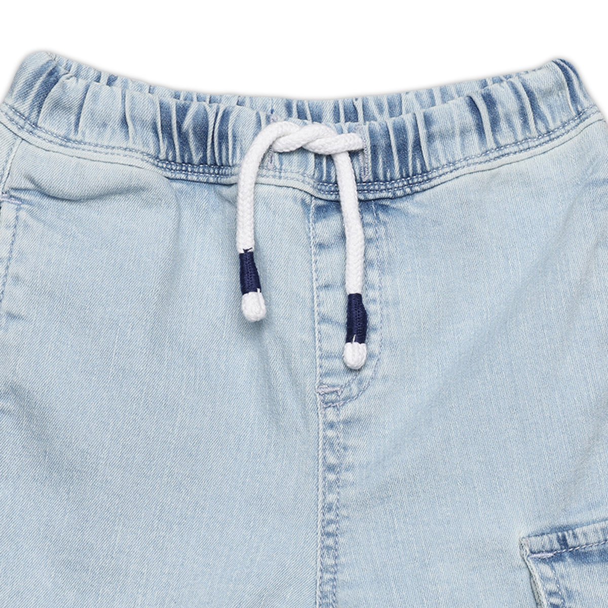 Baby Boys Light Wash Cargo Denim Pant, Light Blue