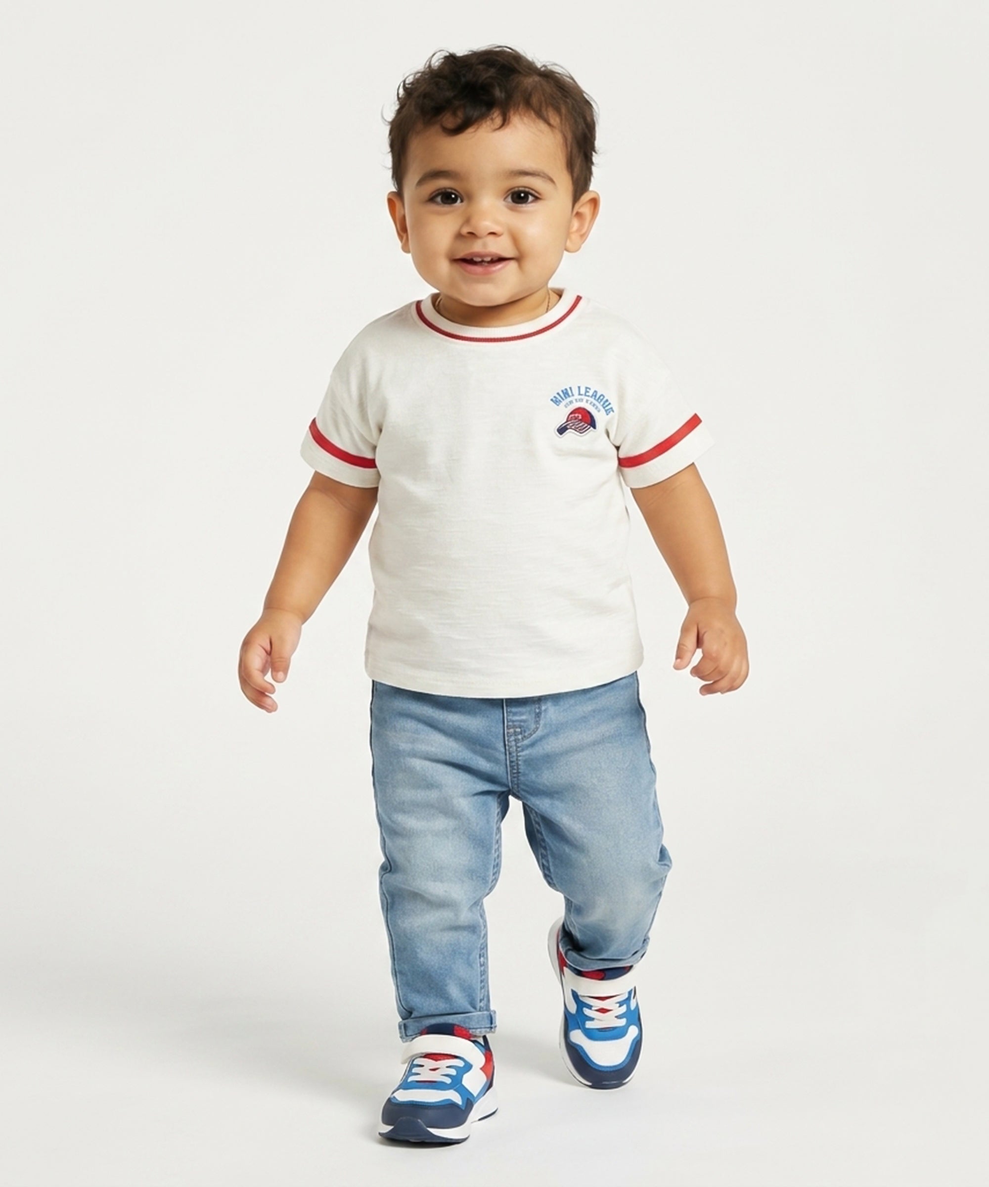 Baby Boys Solid Denim Pants, Blue