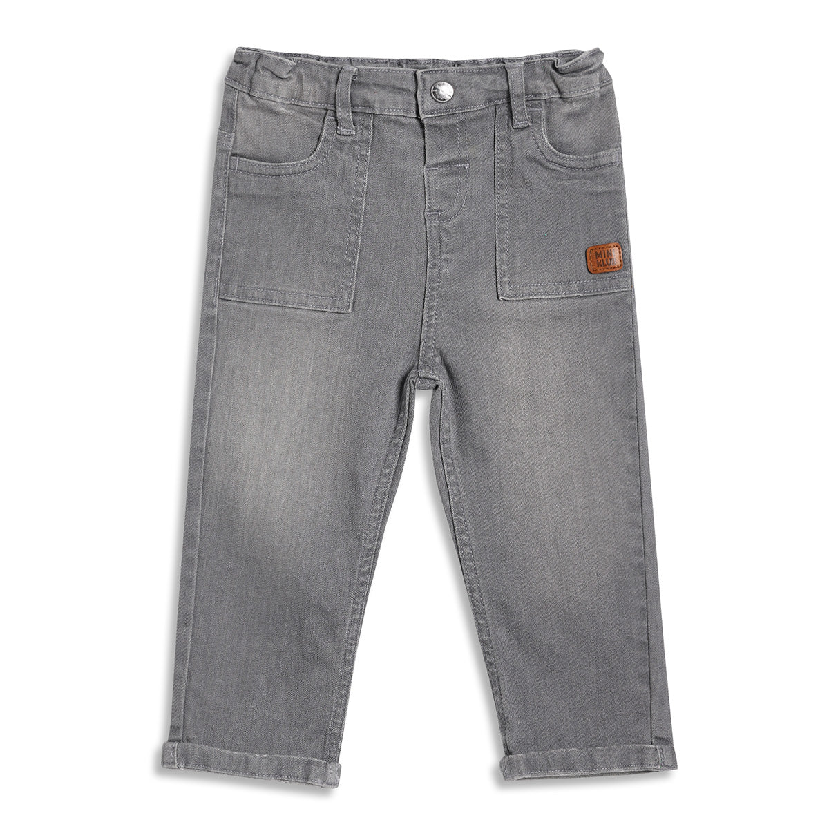 Baby Boys Solid Denim Pants, Grey