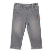 Baby Boys Solid Denim Pants, Grey