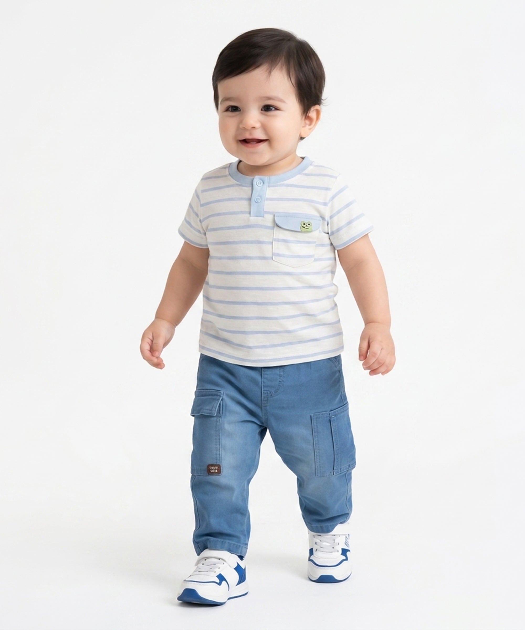 Boys Solid Cargo Jogger Pants, Light Blue