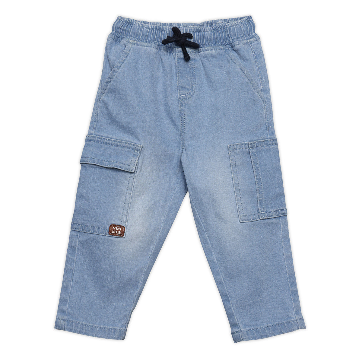 Boys Solid Cargo Jogger Pants, Light Blue