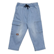 Boys Solid Cargo Jogger Pants, Light Blue