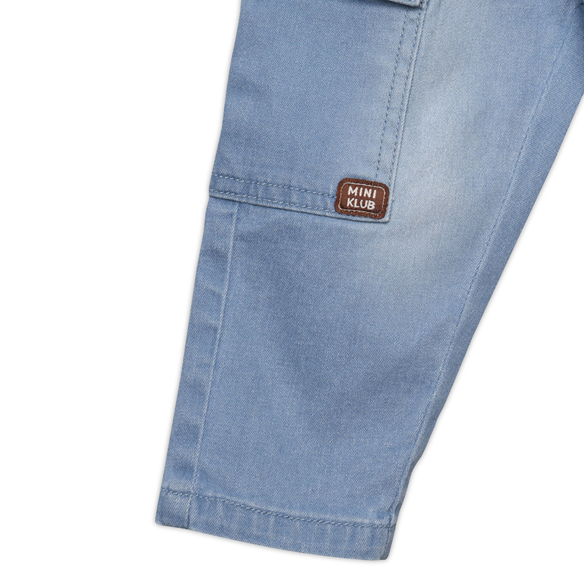 Boys Solid Cargo Jogger Pants, Light Blue
