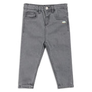 Baby Boys Vehicle Embroidered Denim Pants, Grey
