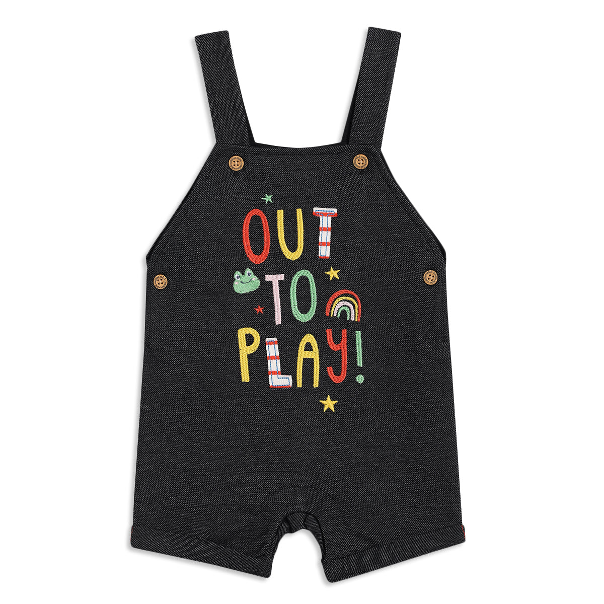 Baby Boys Striped T-Shirt with Embroidered Dungaree Set, Red and Black