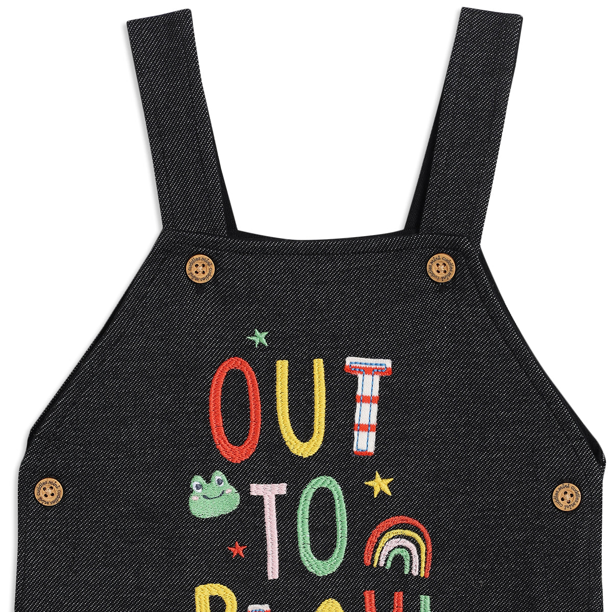 Baby Boys Striped T-Shirt with Embroidered Dungaree Set, Red and Black