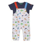 Baby Boys Animal & Rainbow Printed Dungaree Set, Multicolour