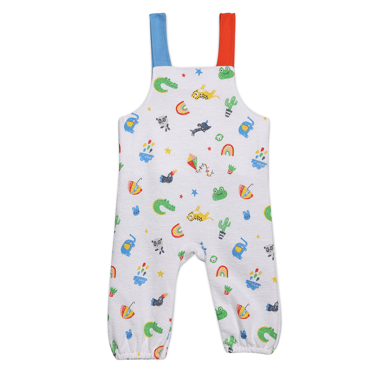 Baby Boys Animal & Rainbow Printed Dungaree Set, Multicolour