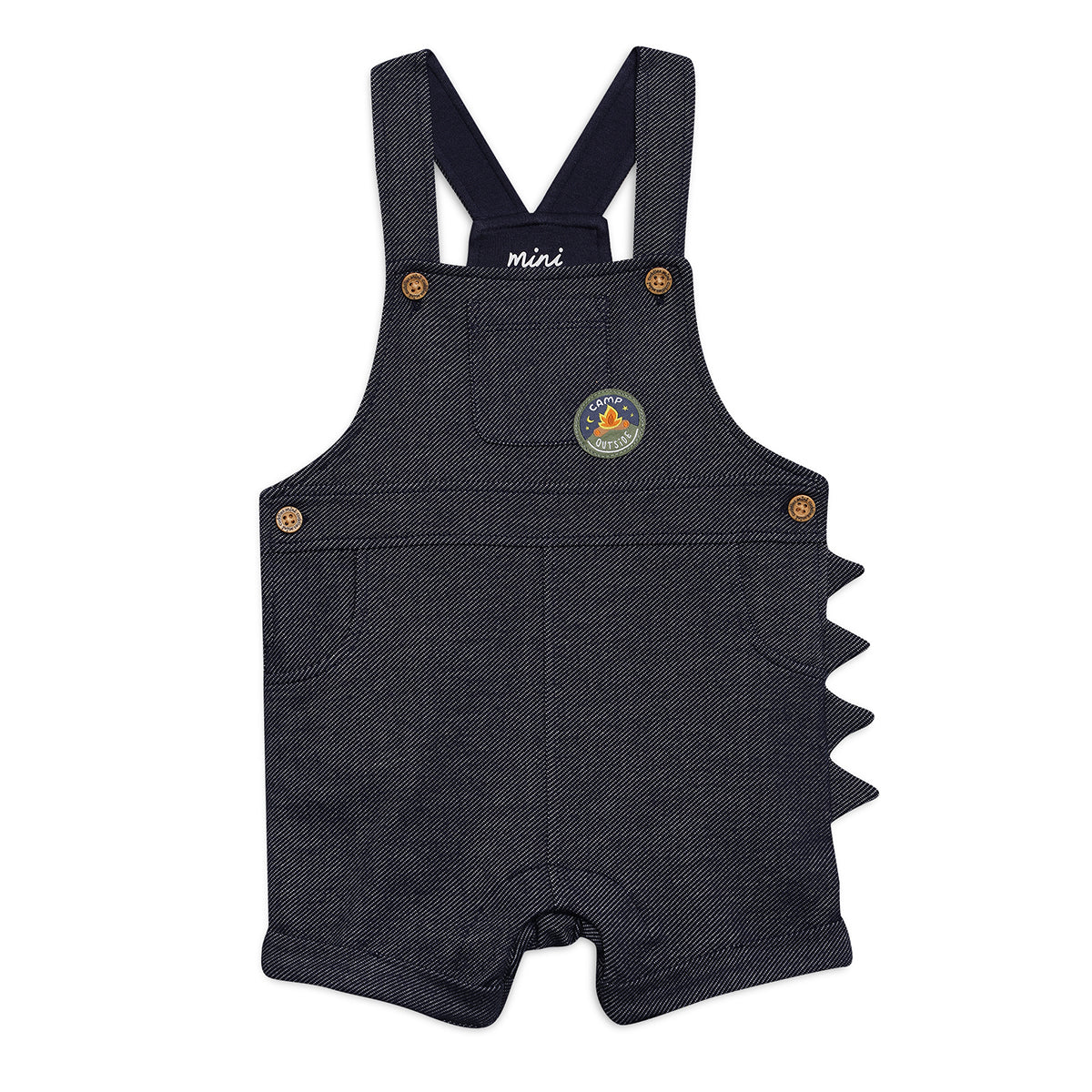 Baby Boys Dinosaur Print T-Shirt with Denim Dungaree Set, White and Dark Blue