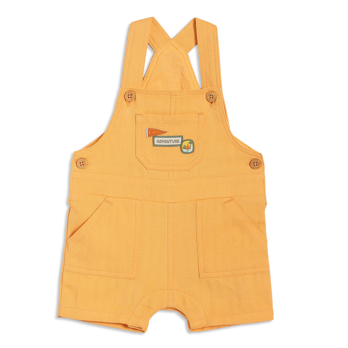 Baby Boys Dungaree Set with Dino Print T-shirt, Yellow & White